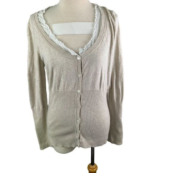 🌿4/$35🌿 TRISTAN Beige Button‎ Down Cardigan (XL) - Picture 8 of 8